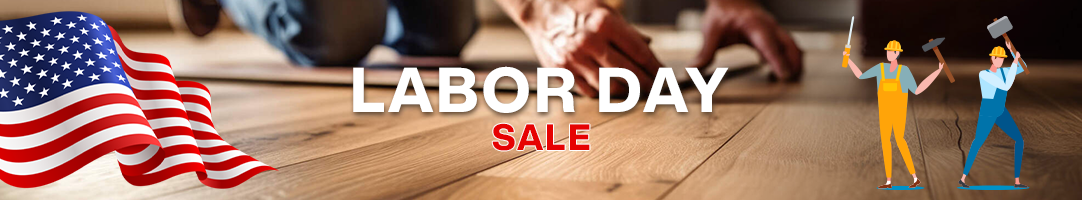 Labor Day Sale Banner | Image showing labor day essentials like construction cap, Labor Day Text, 2 labor working and USA Flag | Image is showing "Labor Day Sale" text