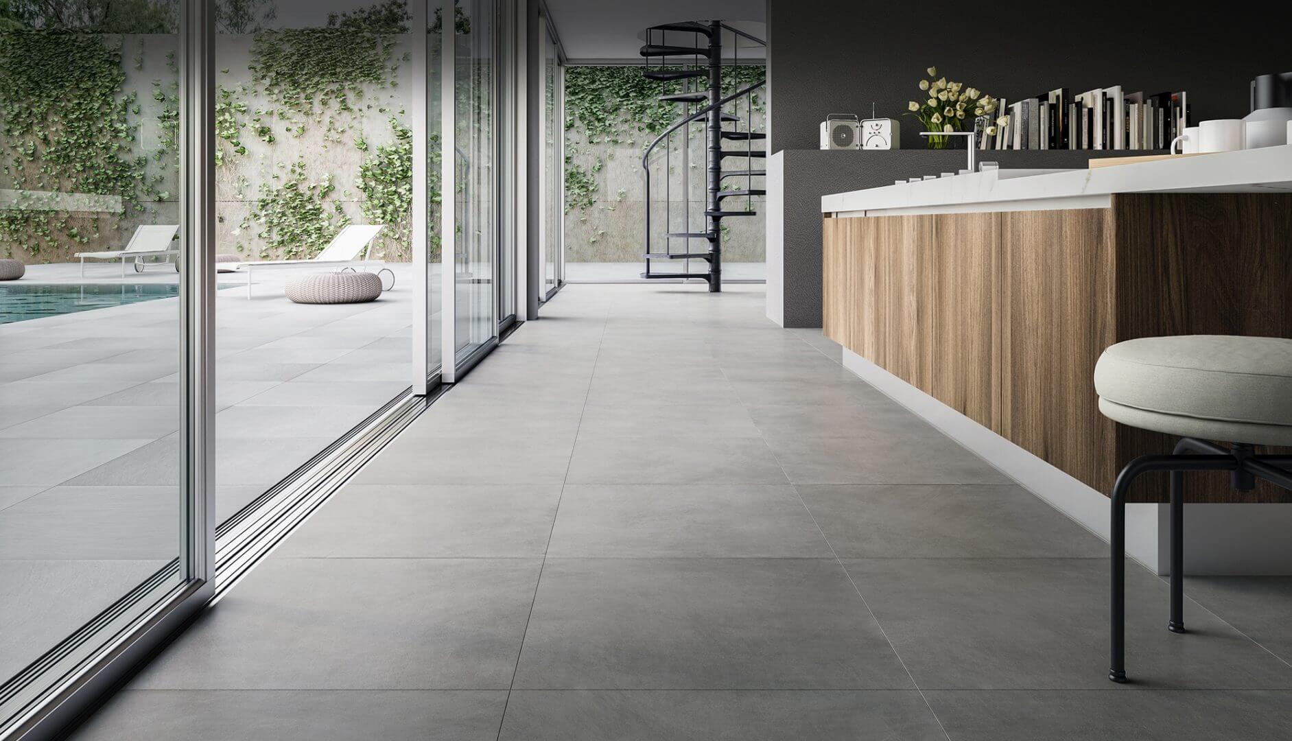 Image is showing bar counter, a seat, and a granite floor