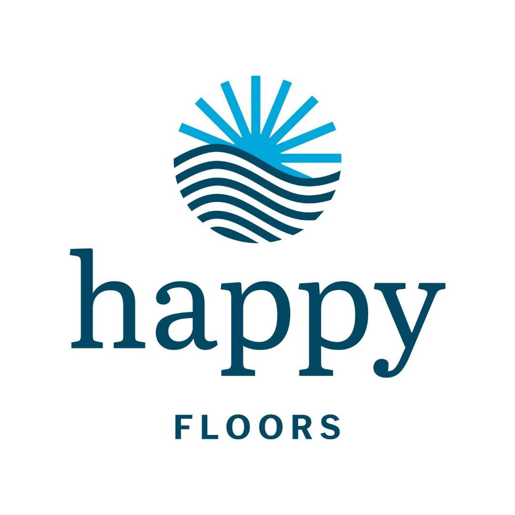 Happy Floors Logo, Image is showing Happy Floors Logo in Black and White colors and fonts