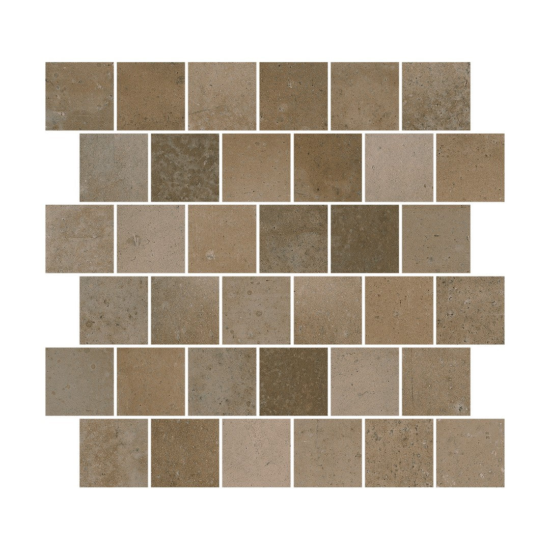 Happy Floors Tierra 12" x 13" Natural 2" Offset Porcelain Mosaic