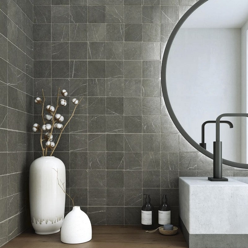 WOW-Gea-Carved-4.7-x-4.7-Matte-Porcelain-Tile-Charcoal