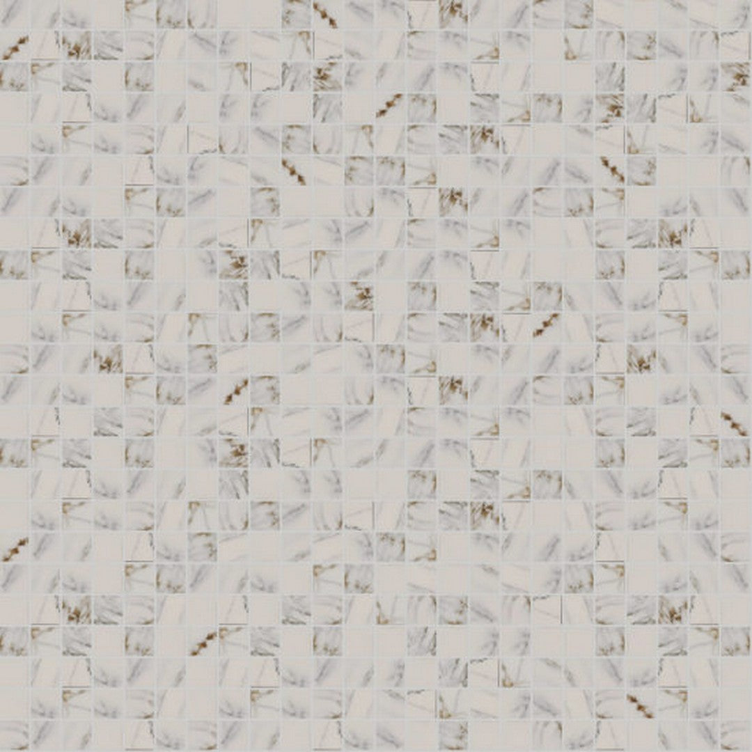 Alfagres Carrara Hueso Gold 12" x 12" Satin Ceramic 2" Mesh Mosaic