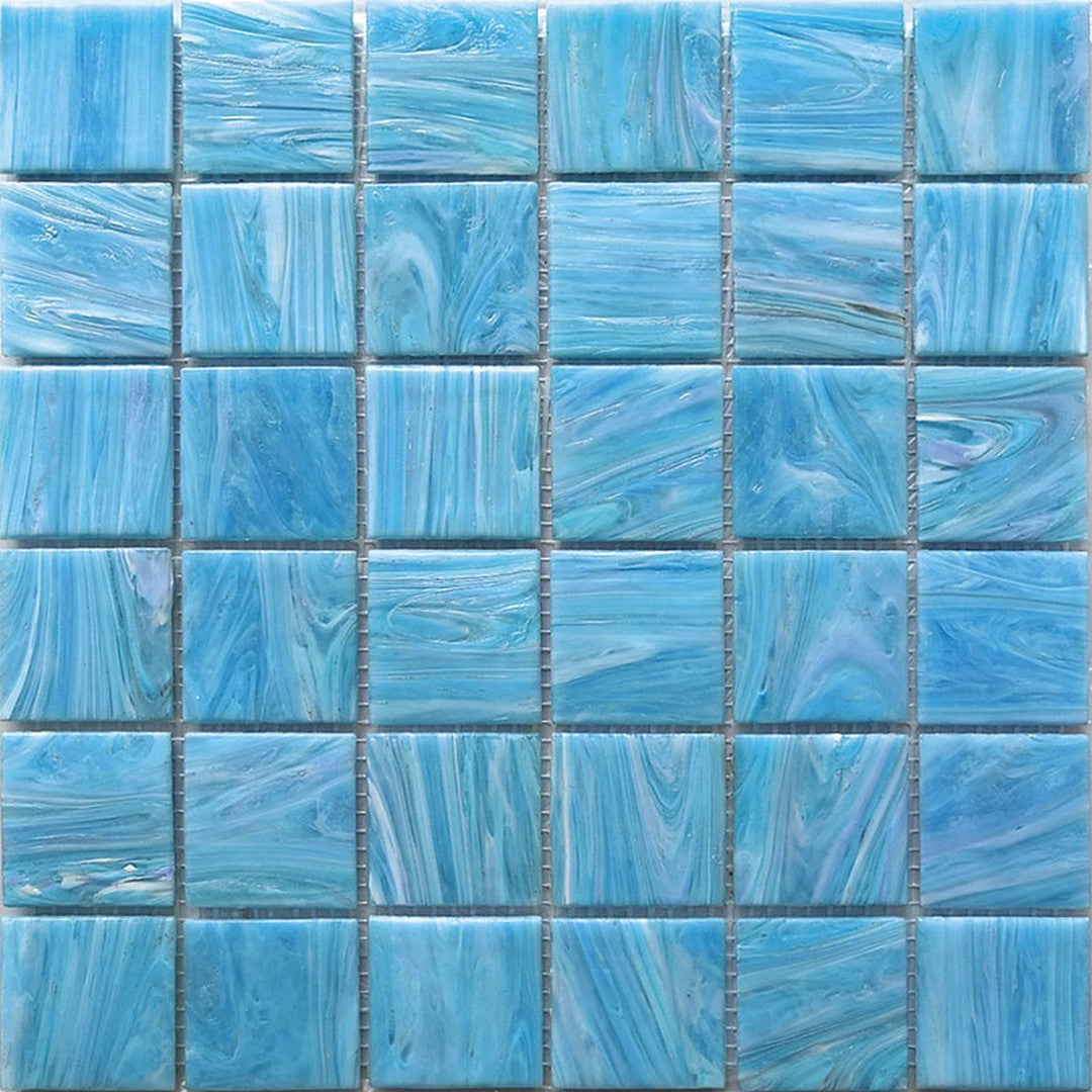 MiR Alma Solid Color Mix Stella Blue 12" x 12" Glass 2" Mosaic