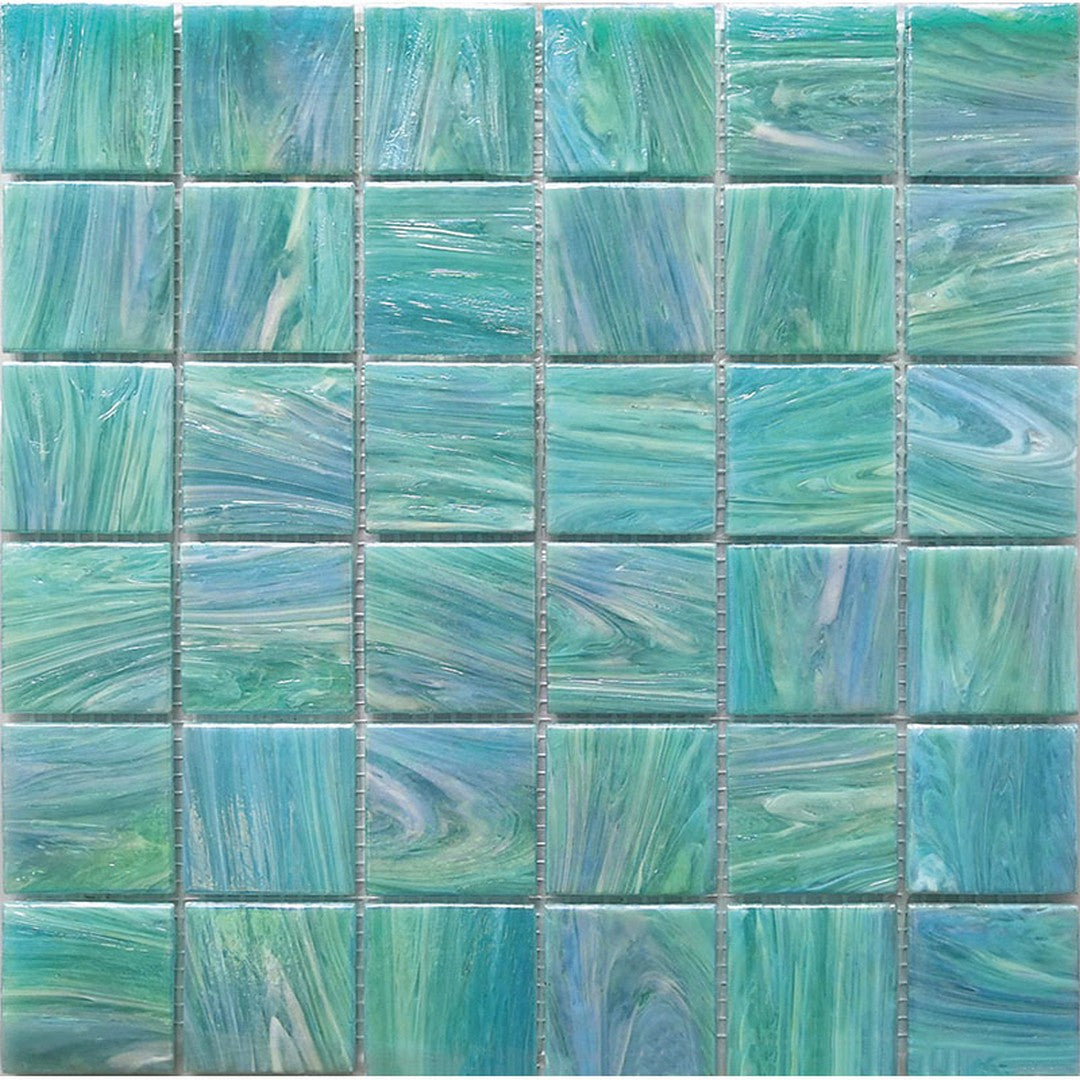 MiR Alma Solid Color Mix Stella Green 12" x 12" Glass 2" Mosaic