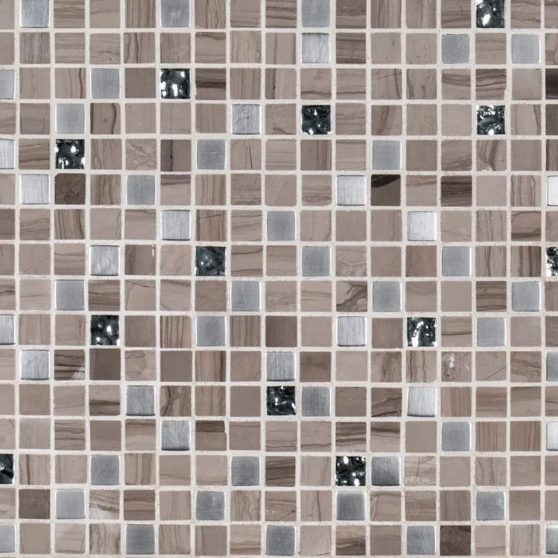 Jeffrey Court Steam Stone 11.75" x 11.75" Honed Platinum Stone & Glass Mosaic