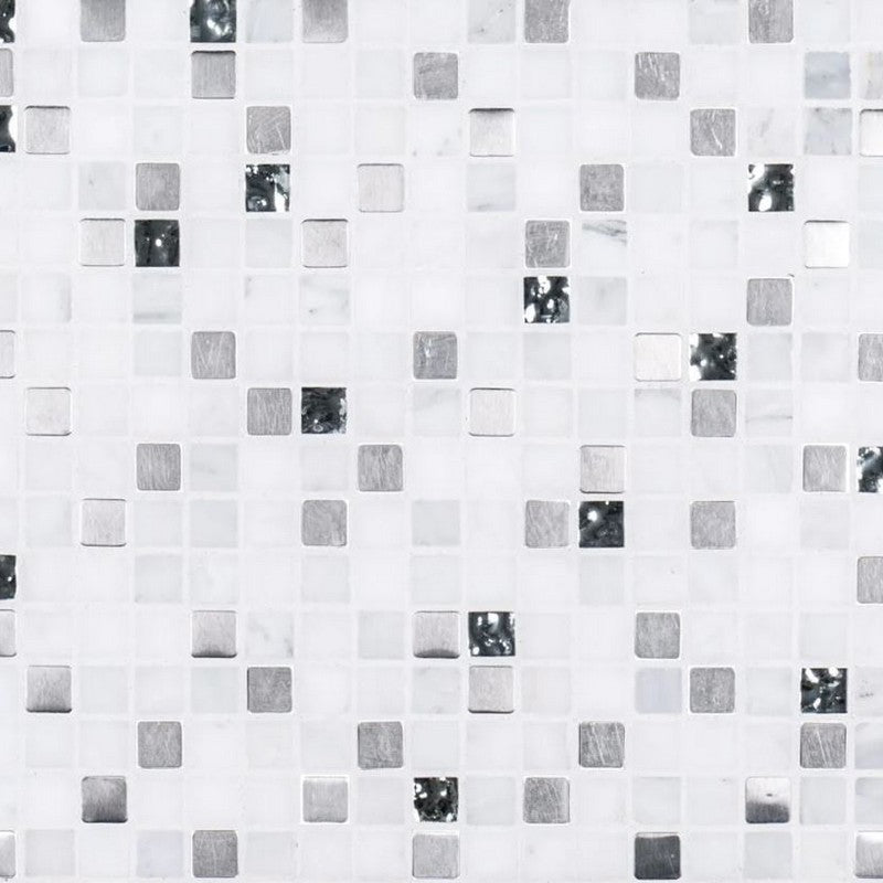 Jeffrey Court Steam Stone 11.75" x 11.75" Honed Platinum Stone & Glass Mosaic