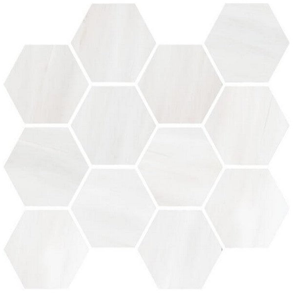 Happy Floors Dolomite 12" x 14" Polished Porcelain Hexagon Mosaic