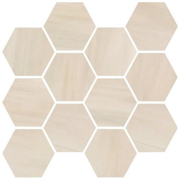 Happy Floors Dolomite 12" x 14" Polished Porcelain Hexagon Mosaic