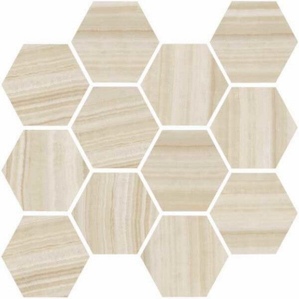 Happy Floors Onyx 12" x 14" Natural Porcelain Hexagon Mosaic