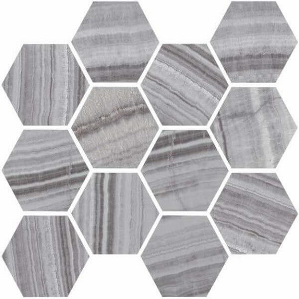 Happy Floors Onyx 12" x 14" Natural Porcelain Hexagon Mosaic