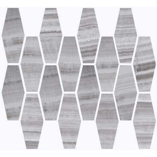 Happy Floors Onyx 12" x 12" Natural Porcelain Long Hexagon Mosaic