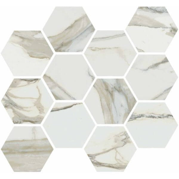 Happy Floors Stratus 12" x 14" Interlocking Natural Porcelain Hexagon Mosaic