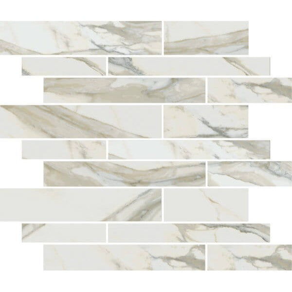 Happy Floors Stratus 12" x 12" Interlocking Natural Porcelain Muretto Mosaic