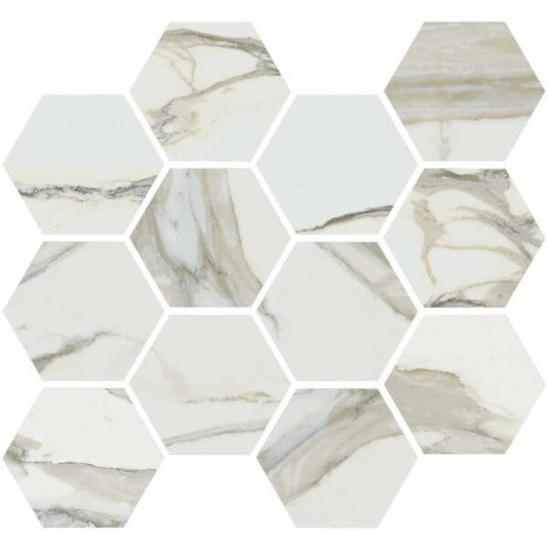 Happy Floors Stratus 12" x 14" Interlocking Polished Porcelain Hexagon Mosaic