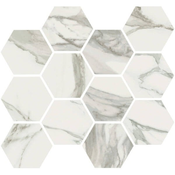 Happy Floors Stratus 12" x 14" Interlocking Natural Porcelain Hexagon Mosaic