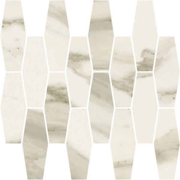 Happy Floors Stratus 12" x 12" Interlocking Natural Porcelain Elongated Hexagon Mosaic