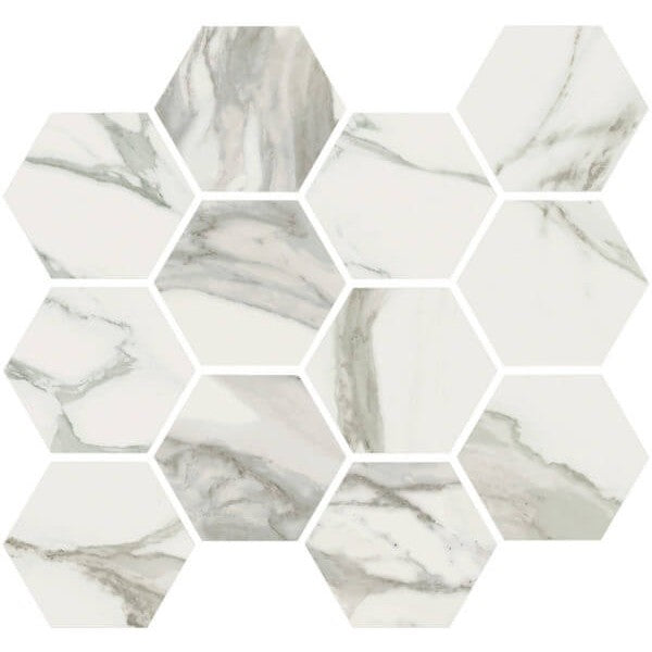 Happy Floors Stratus 12" x 14" Interlocking Polished Porcelain Hexagon Mosaic