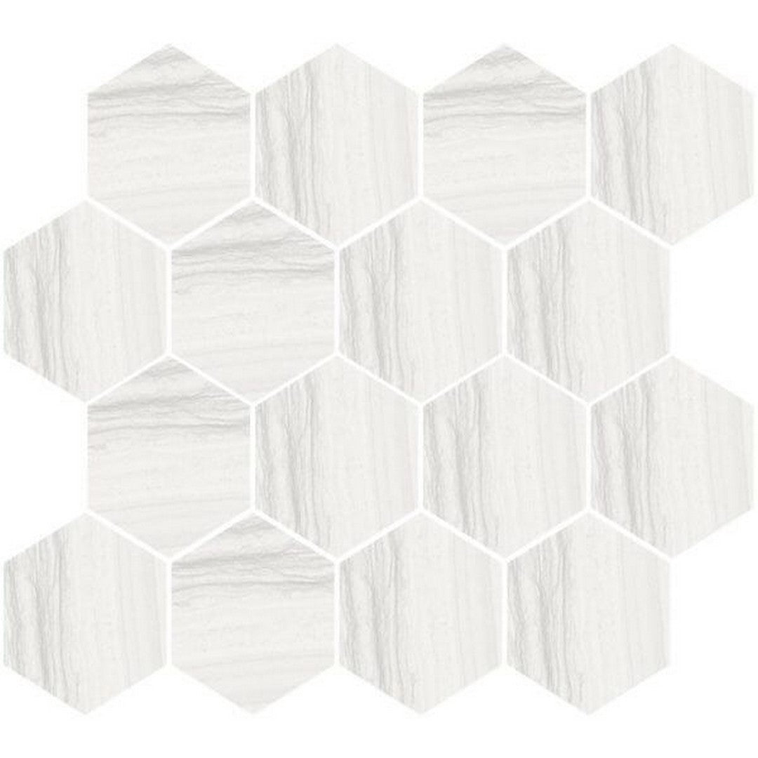 Happy Floors Silver 12" x 14" Natural Porcelain Hexagon Mosaic