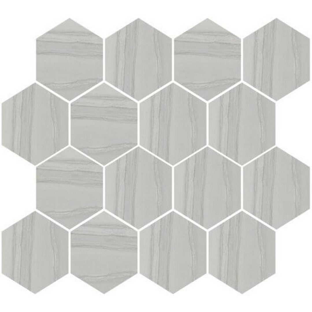 Happy Floors Silver 12" x 14" Natural Porcelain Hexagon Mosaic