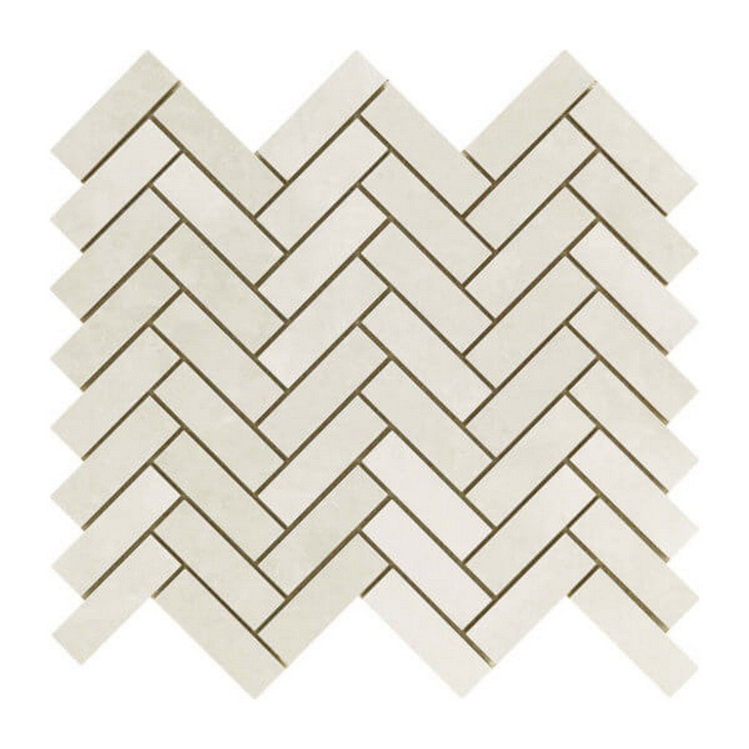 Happy Floors Salt Stone 11" x 13" Square Matte Porcelain Herringbone Mosaic