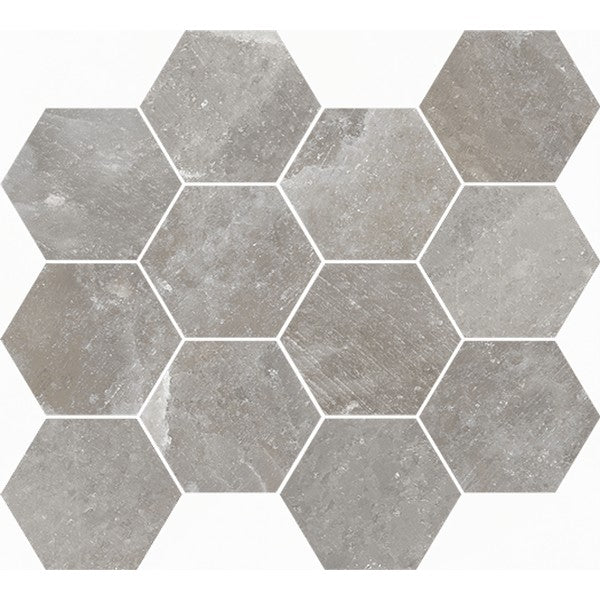 Happy Floors Salt Stone 12" x 14" Square Matte Porcelain Hexagon Mosaic