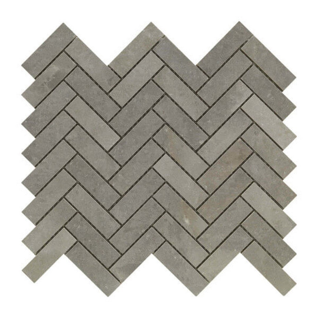 Happy Floors Salt Stone 11" x 13" Square Matte Porcelain Herringbone Mosaic