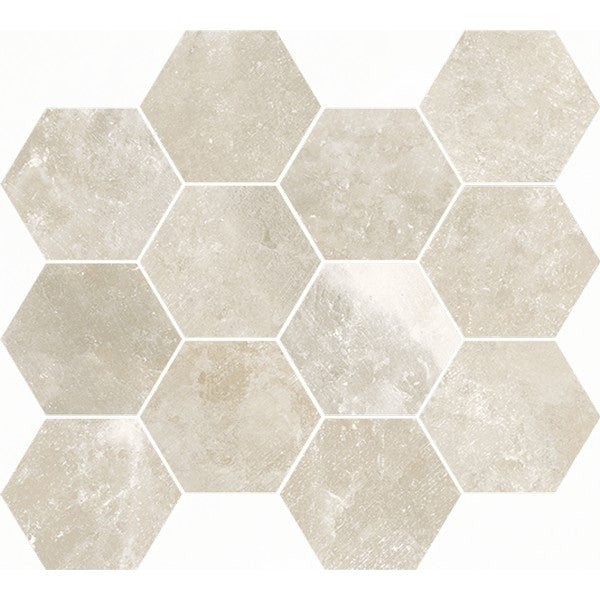 Happy Floors Salt Stone 12" x 14" Square Matte Porcelain Hexagon Mosaic