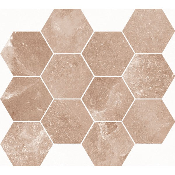 Happy Floors Salt Stone 12" x 14" Square Matte Porcelain Hexagon Mosaic