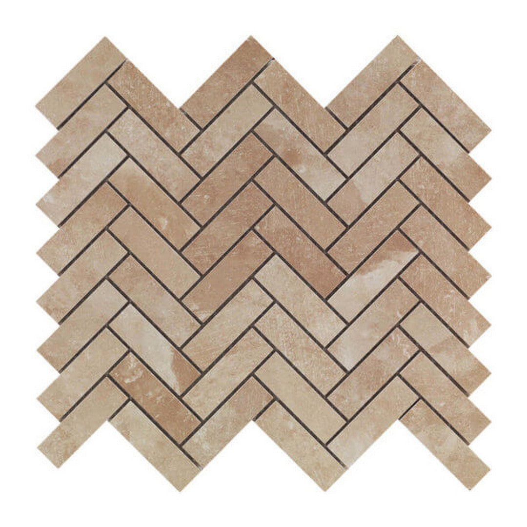 Happy Floors Salt Stone 11" x 13" Square Matte Porcelain Herringbone Mosaic