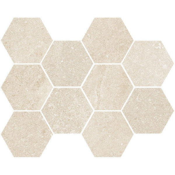 Happy Floors Austral 8" x 10" Natural Porcelain 3" Hexagon Mosaic