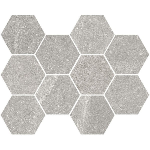 Happy Floors Austral 8" x 10" Natural Porcelain 3" Hexagon Mosaic