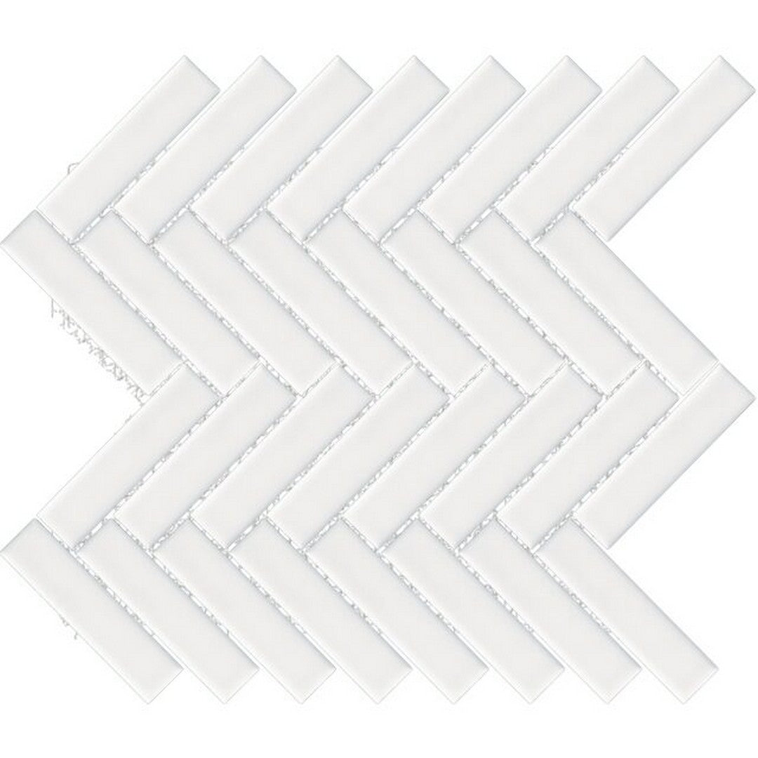 Happy Floors Artisan 12" x 12" Glossy Herrinbone Ceramic Mosaic