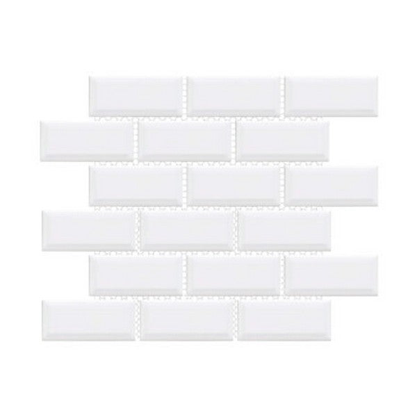 Happy Floors Artisan 11.5" x 11.5" Beveled Glossy Porcelain 2x4" Beveled Brick Mosaic