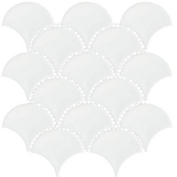 Happy Floors Artisan 10" x 10.5" Glossy Porcelain Fan Mosaic