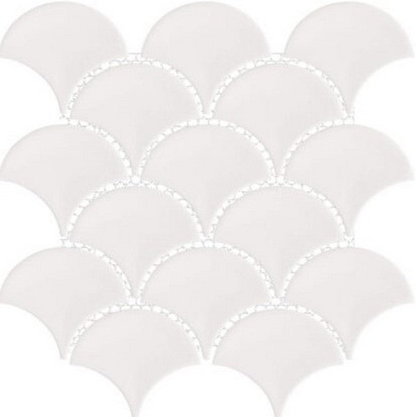 Happy Floors Artisan 10" x 10.5" Glossy Porcelain Fan Mosaic