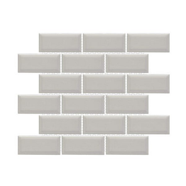 Happy Floors Artisan 11.5" x 11.5" Beveled Glossy Porcelain 2x4" Beveled Brick Mosaic