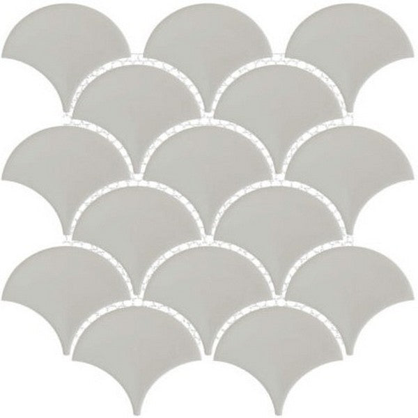 Happy Floors Artisan 10" x 10.5" Glossy Porcelain Fan Mosaic