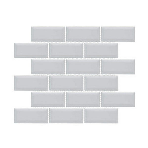 Happy Floors Artisan 11.5" x 11.5" Beveled Glossy Porcelain 2x4" Beveled Brick Mosaic