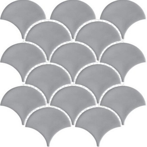 Happy Floors Artisan 10" x 10.5" Glossy Porcelain Fan Mosaic