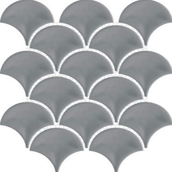 Happy Floors Artisan 10" x 10.5" Glossy Porcelain Fan Mosaic