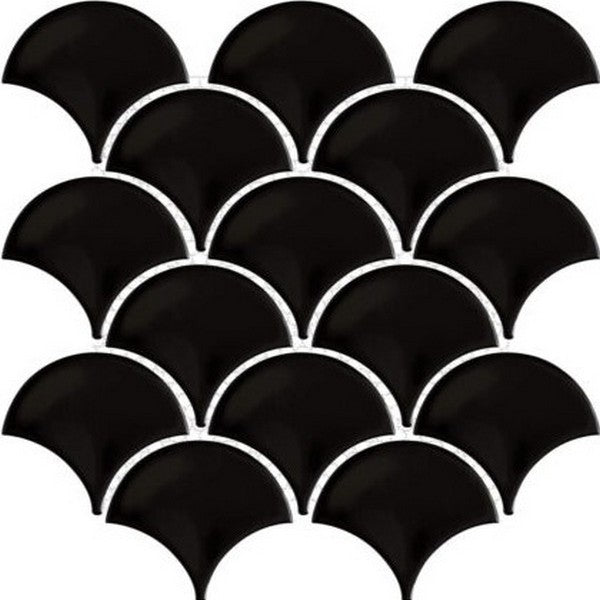 Happy Floors Artisan 10" x 10.5" Glossy Porcelain Fan Mosaic