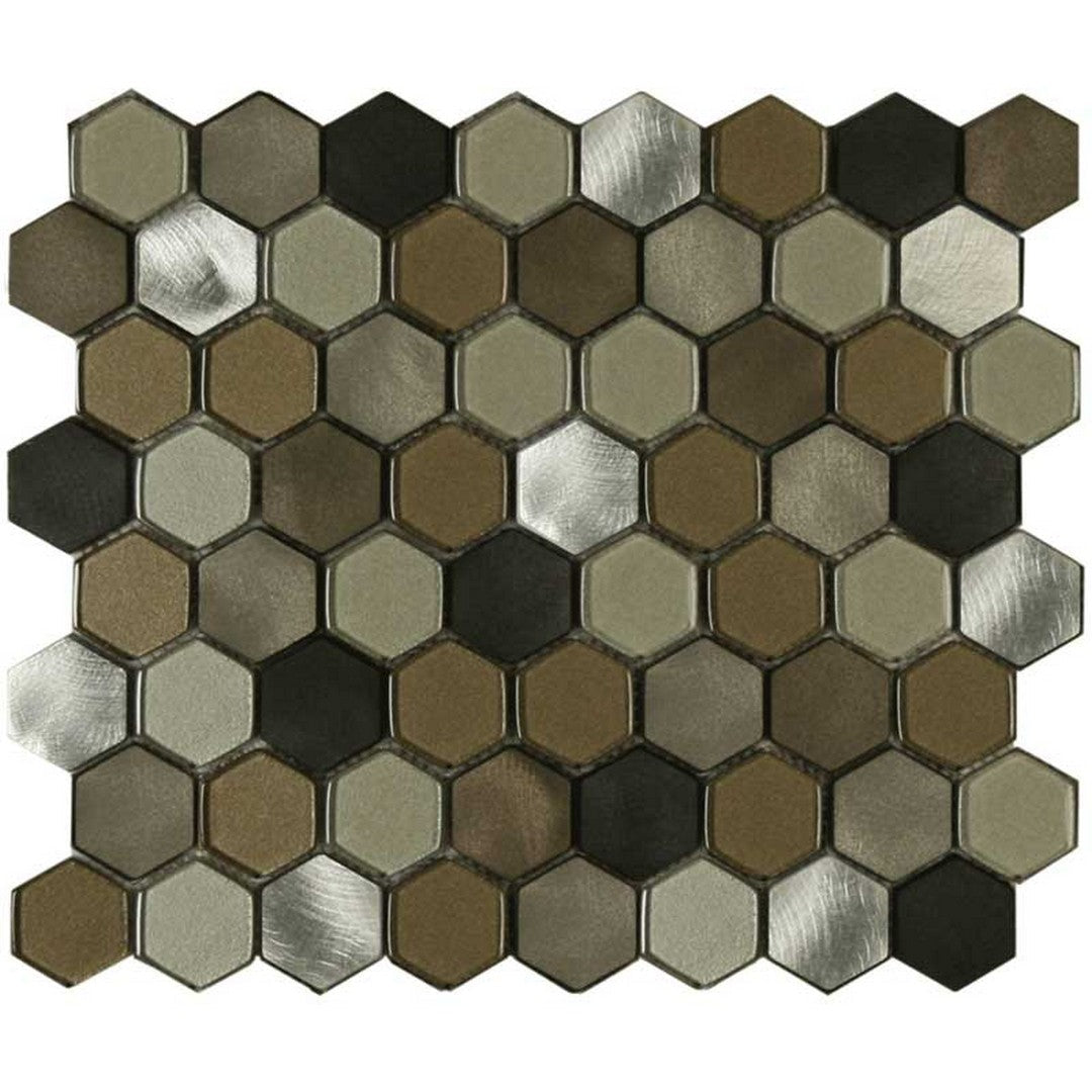 Maniscalco Stone Victoria Metals 10" x 11.5" Aluminum & Glass 1.2x1.5" Mini Hexy Mosaic