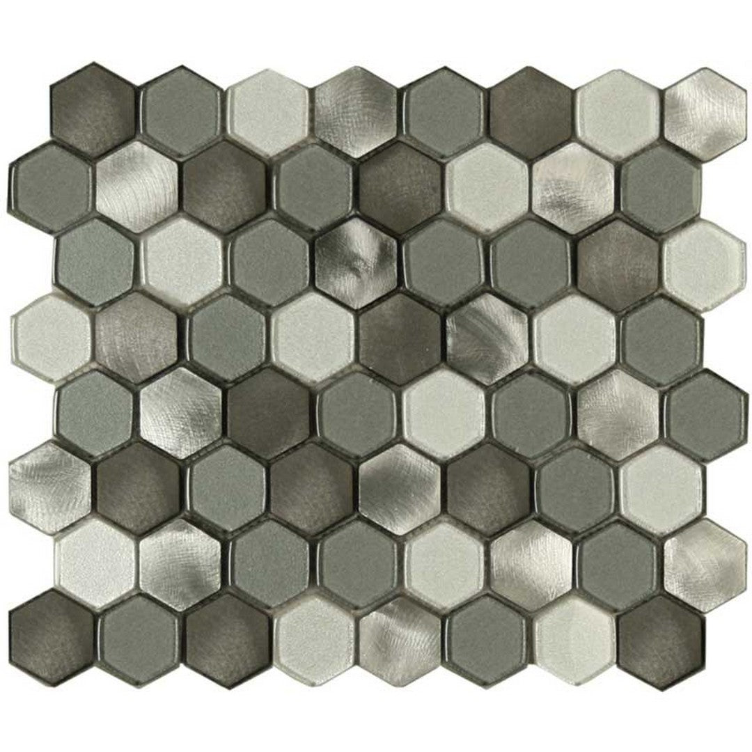 Maniscalco Stone Victoria Metals 10" x 11.5" Aluminum & Glass 1.2x1.5" Mini Hexy Mosaic