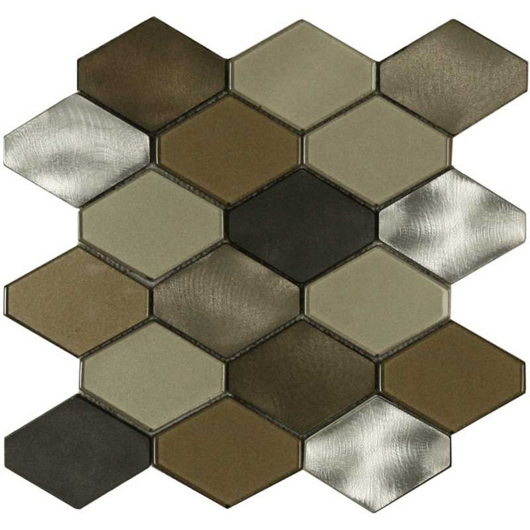 Maniscalco Stone Victoria Metals 10.7" x 11" Aluminum & Glass 2.5x3.7" Hexy Mosaic