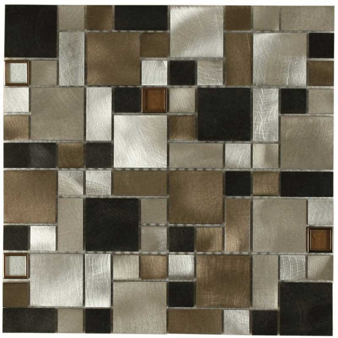 Maniscalco Stone Victoria Metals 12" x 12" Aluminum & Glass Mixed Mini Versi Mosaic