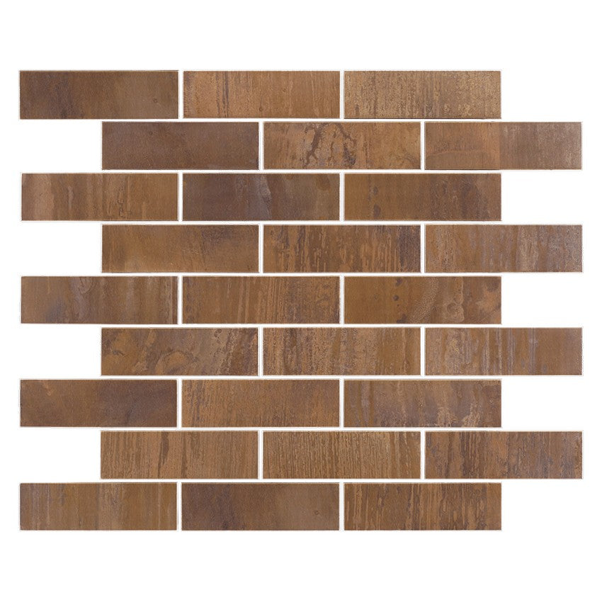 Maniscalco Stone Murray River Metal 11.2" x 11.7" Antique Ceramic Copper 1.2x4" Brick Mosaic