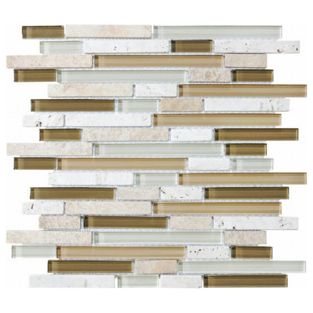Qualis Ceramica Bliss 12" x 12" Glossy Glass Linear Mosaic