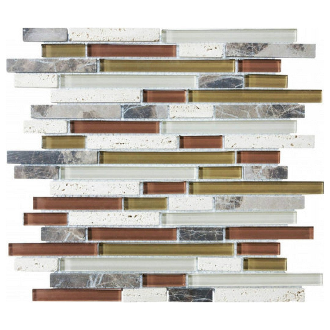 Qualis Ceramica Bliss 12" x 12" Glossy Glass Linear Mosaic