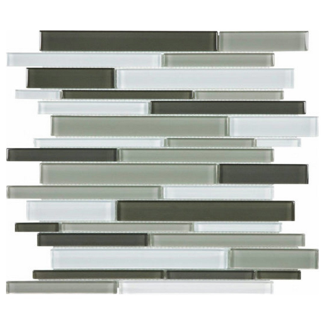 Qualis Ceramica Bliss Element 12" x 12" Glossy Glass Blend Random Strip Mosaic
