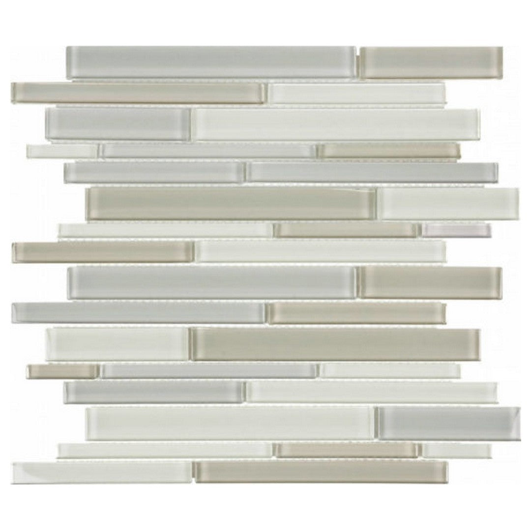 QC Bliss Element 12" x 12" Glossy Glass Blend Random Strip Mosaic